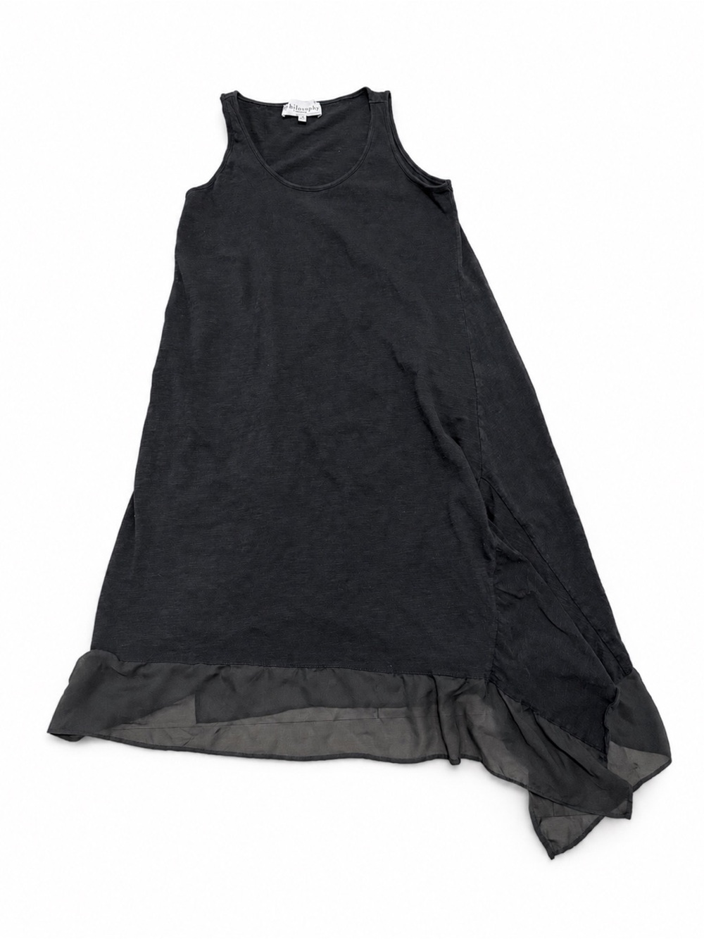 Philosophy Black Sleeveless A-Line Dress with Chiffon Hem Size Medium